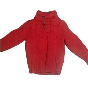 Baby Gap Red button mock neck knit sweater toddler size 4